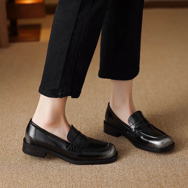 Krazing Pot Cow Skin Round Toe Size 42 Loafers Med Heels Slip On Gladiator Gladiator Autumn Pumps
