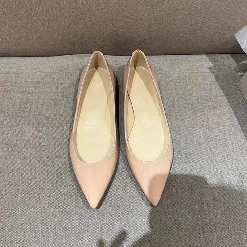 New Style Raised Pointed Flat Shoes In Nude Color, Super Light Cut Flat Shoes, Super Light Cut Single Shoes for Women