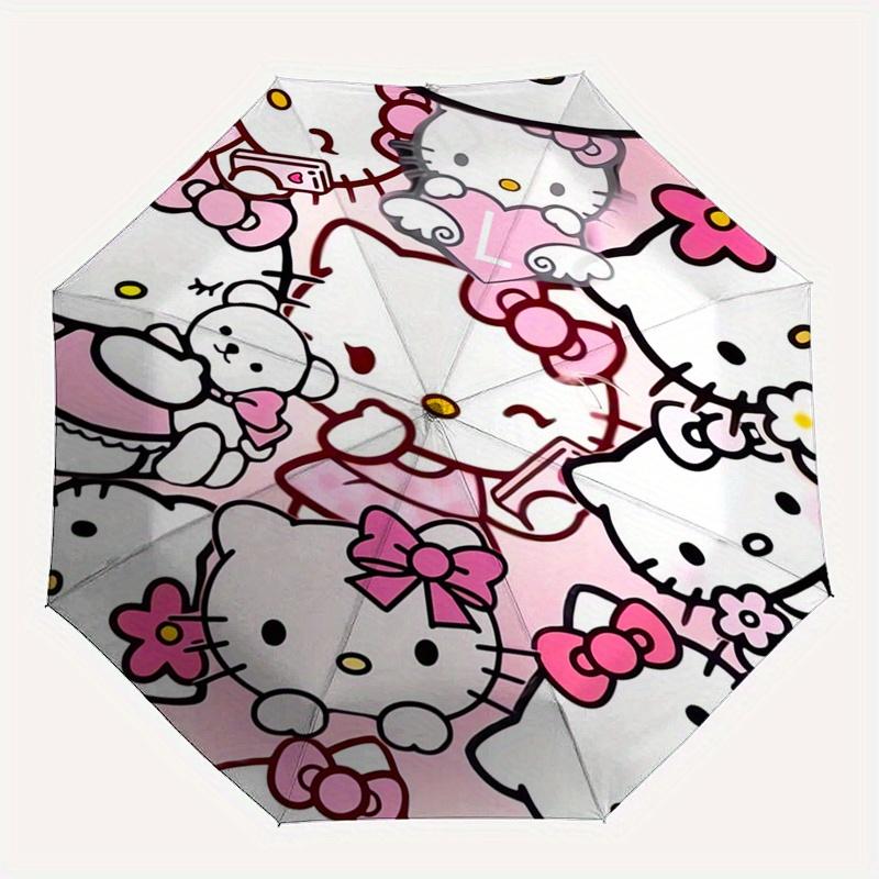 Hello Kitty,Pink Automatic Folding Umbrella-Simple 8-Rib Design, Bright Cartoon Pattern, Durable Iron Frame, Suitable For Travel, Outdoor, B
