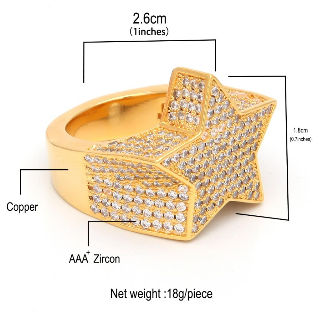 THE BLING KING Mode Stern Ringe Gold Silber Farbe Voll Eisig Zirkonia Hip Hop Ring Schmuck Für Männer Und Frauen Dropshipping