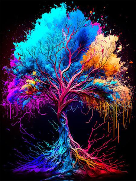 Diamond Art Painting Tree Fantasy Full Square Round Embroidery Mosaic Colorful Landscape Home Decor