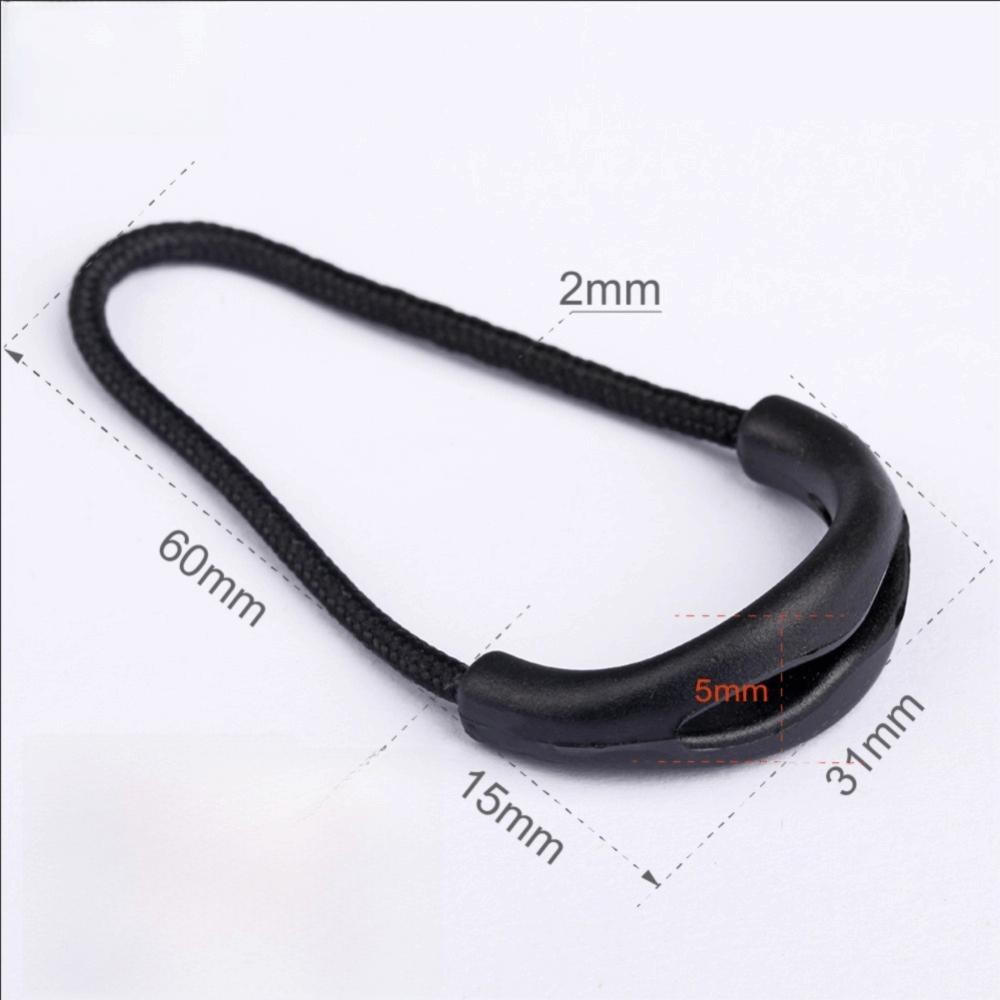 20 Pcs Durable PVC Zipper Pulls U Shape Black EDC Zipper Pulls Smile Style Zipper Bag Accessories