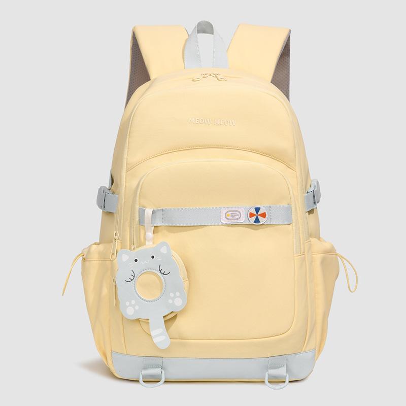 Cute Pink School Backpack with Front Pocket Casual Daypack for Girls Students Daily Use