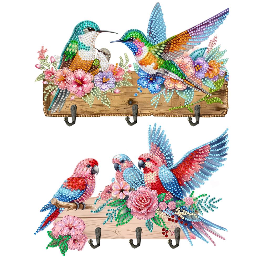 

Wooden Bird Flower Diamond Art Craft Wall Hooks DIY Diamond Painting Art Hooks D GJ017