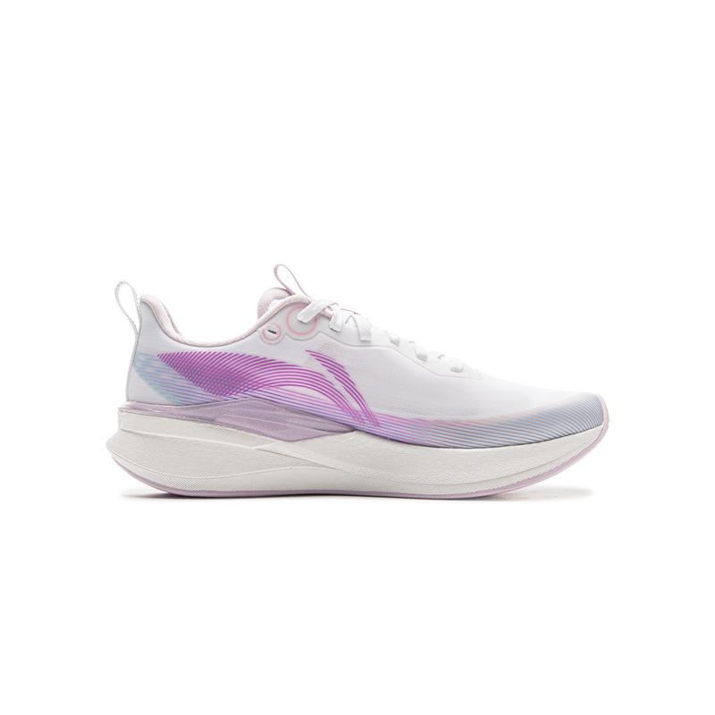 Li Ning Children Rabbit 8 Pro Simple Versatile Non-Slip Wear-Resistant Low-Top Running Shoes Men Running Shoes White Purple YKFV128-2