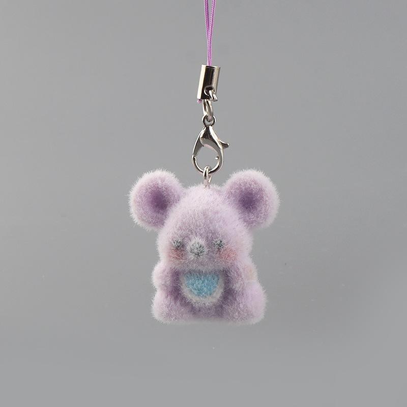 3D Beflockte Tieranhänger Handy-Schlüsselanhänger Lanyard Hängender Charme Taschenanhänger Paar-Schlüsselanhänger