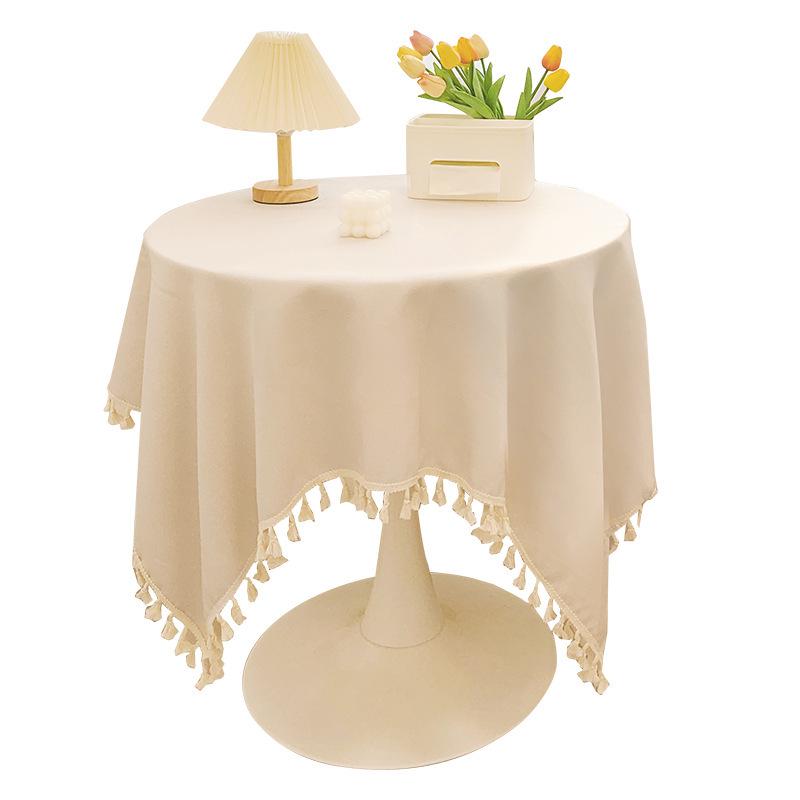 Japanese Tassel Cotton Linen Tablecloth - Stylish and Fresh Decoration for Round Coffee or Dining Tables