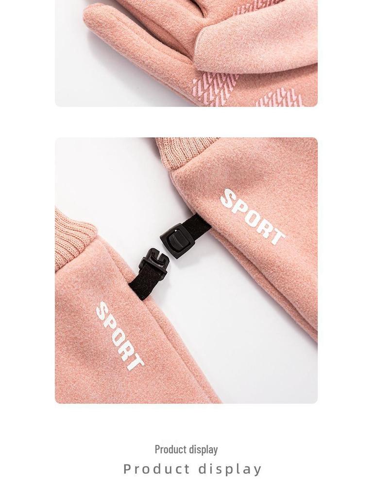 Damen Winter Warme Winddichte Fleece Touchscreen Fahrradhandschuhe für Outdoor-Sportarten