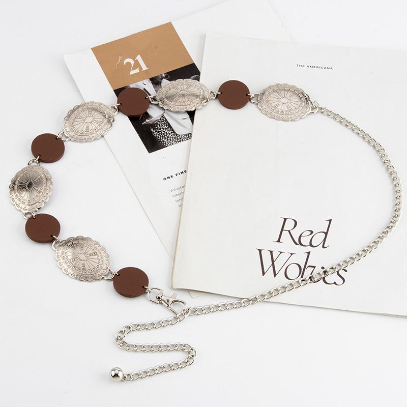 Fashion Maillard Metal Waist Chain Ladies Temperament Decoration Skirt Suit Belt Engraving Decoration Chain