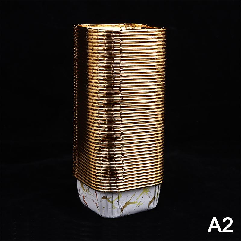 50Pcs/Set Disposable Paper Baking Cups Square Paper Baking Cups Cupcake Cups Or Lids Heat Resistant Glossy Cupcake Liners Cups