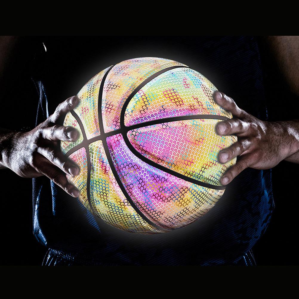 Size 7 Reflective ing Holographic Basket Ball for Night Game Light Up Basketball In The Dark Basketball Gifts Toys for