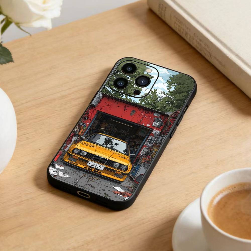 Car Sport Cool Phone Case For iPhone 16,15,14,13,12,17,Pro Max,Plus Silicone Black Case iPhone16promax