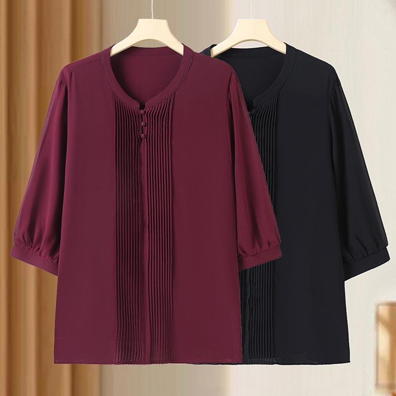 Middle Aged Women's Plus Size Casual Tops, Soft Comfortable Loose Fit Blouse (3XL-7XL)