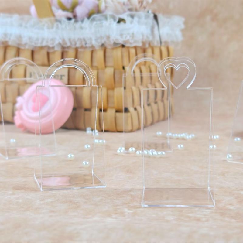 13 Piece  Wedding Party High-end Table Arrangement Plastic Triangular Handle Basket Gift Box Transparent Acrylic Candy Box Bags Holiday Gift Basket