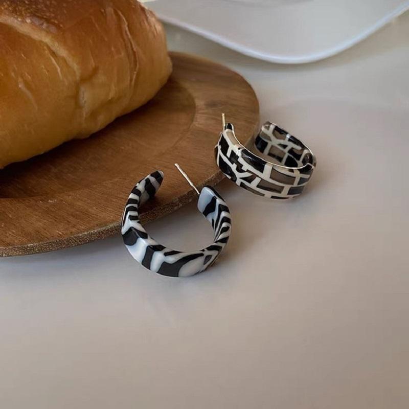 2025 New Fashion Exaggerated Zebra Pattern Acrylic Earrings for Women Personality Hypoallergenic Ear Ring Party Zircon