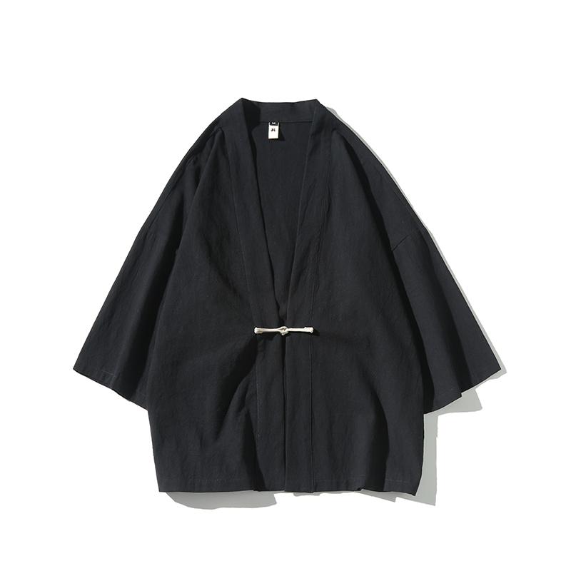 Costume Disc Buckle Hanfu Men Chinese Style Cotton Robe Cardigan Jacket Oversized Kimono Ancient Coat Male