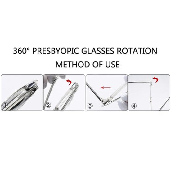 Lightweight 360 Degree Rotation Presbyopic Foldable Reading Glasses Eyewear