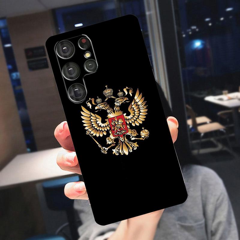 Russia Coat Of Arms Eagle Flag Cover For Samsung Galaxy S23 S24 S25 Ultra S21 S22 S20 S9 S10 Plus S21 FE S24 FE Phone Case