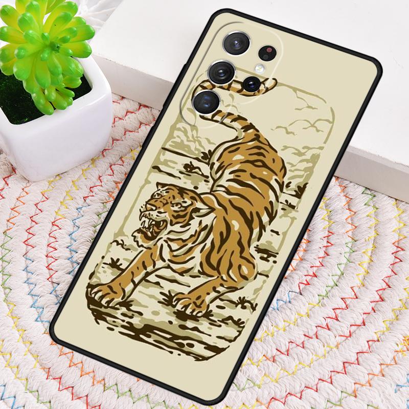 Japanese Tiger Silicone Phone Case For Samsung Galaxy note 10 pro S26 S25 S24 S23 S22 S21 Plus S25Ultra Capa Cover