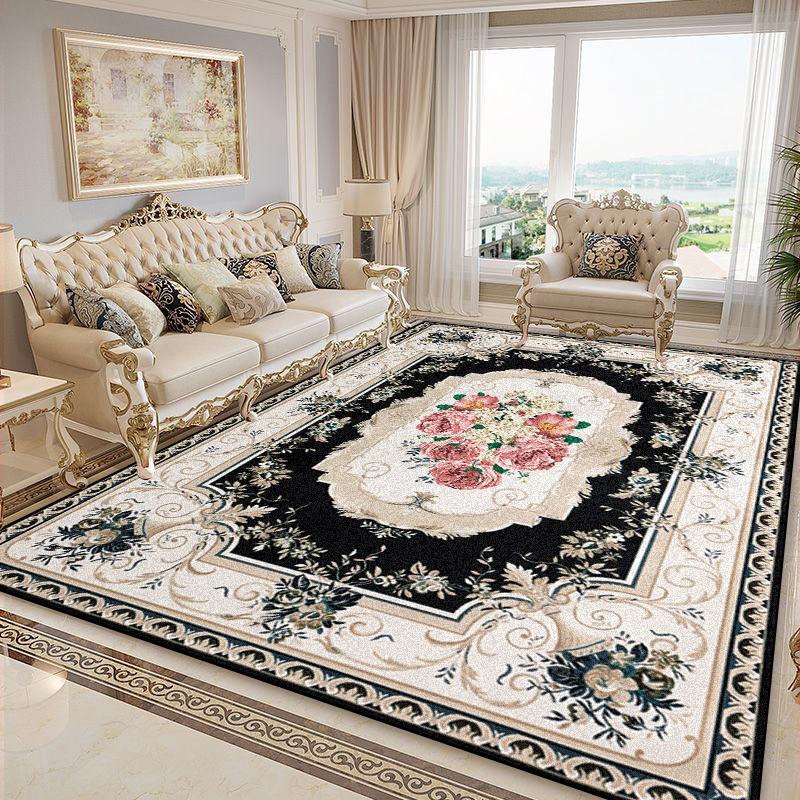 Koberce s květinovou výzdobou v evropském stylu Dekorace obývacího pokoje Luxusní koberce Domácí pohovková zóna Podložka pod nohy Protiskluzová Pokoj Ložnice Salonek Koberec