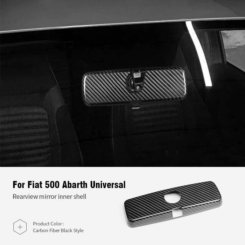Fiat 500 Abarth Carbon Fiber Rearview Mirror Cover - Interior Decorative Accessory