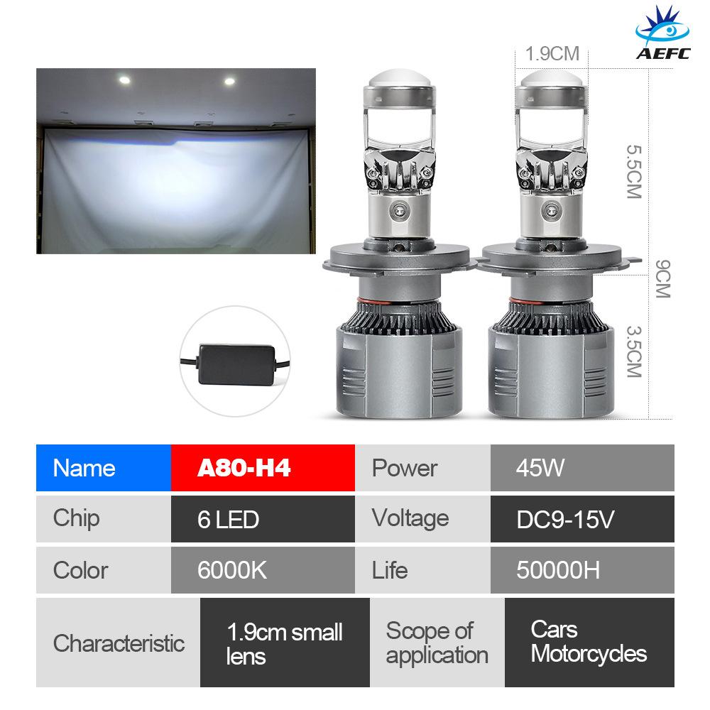 

A80 A82 M01K Автомобильная светодиодная фара H4 H7 Маленькая линза Дальний и ближний свет Интегрированная Автомобильная Мотоциклетная Универсальная