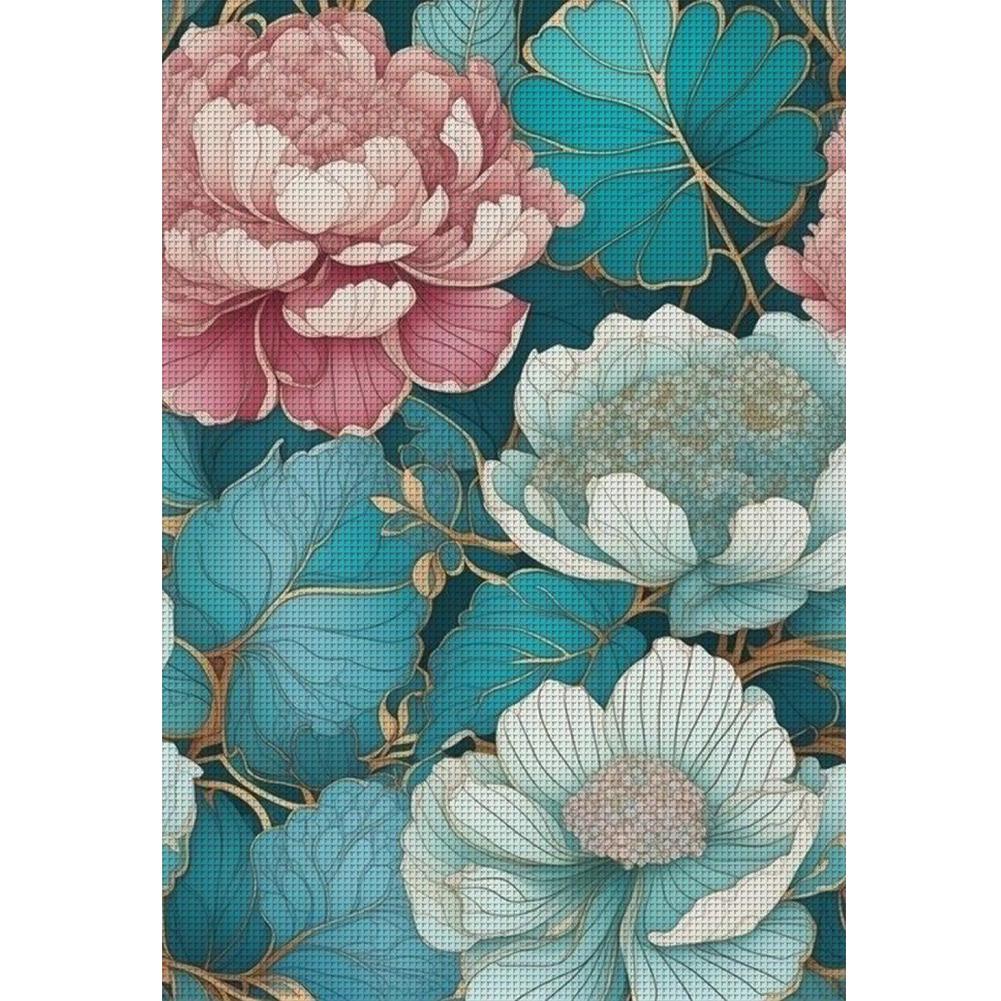 

LF# Full Embroidery Eco-cotton Thread 11CT Printed Flower Cross Stitch Kit 40x60