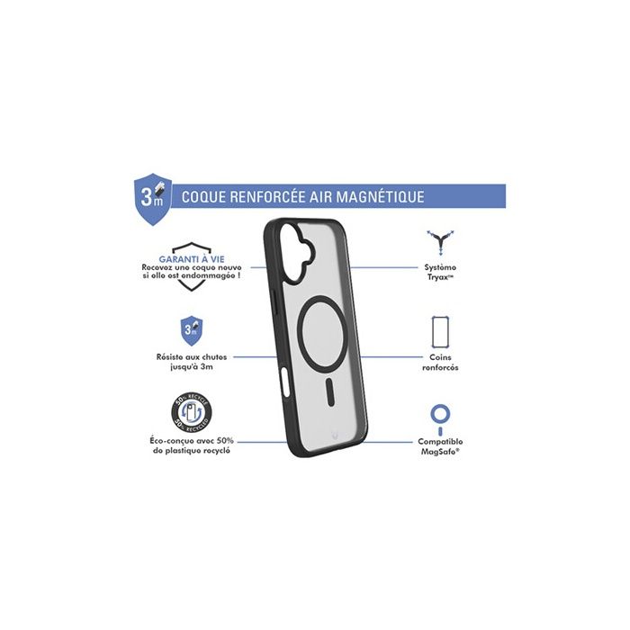 Coque Renforcée Forcecase compatible MagSafe pour iPhone 16 Plus Frost Noir