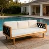 Rosie Acacia Wood Outdoor Daybed Sofa with Water-Resistant Cushion, Solid Wood Patio 3 Seater Sofa Couch, Patio Garden Lounge S