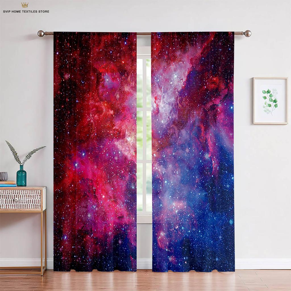 Fantasy Starry Sky Planet Universe 3D Printed Curtains, Bedroom, Living Room, Study, Realistic Atmosphere, Decorative, 2Pcs