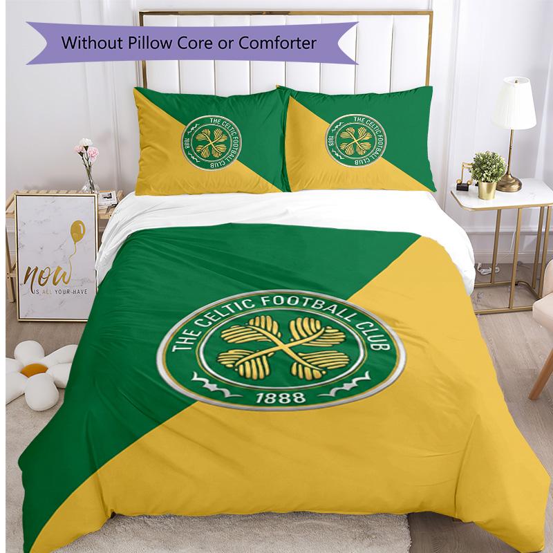 Set Biancheria da Letto Celtic FC Stampato 3 Pezzi Copripiumino Traspirante con Federe Biancheria da Letto Decorativa per Camera da Letto Casa
