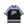 Letter Color Block Trendy Sports Round Neck Loose Short Sleeve T-Shirt Men T-Shirts Deep-Black T11M322111F-BK
