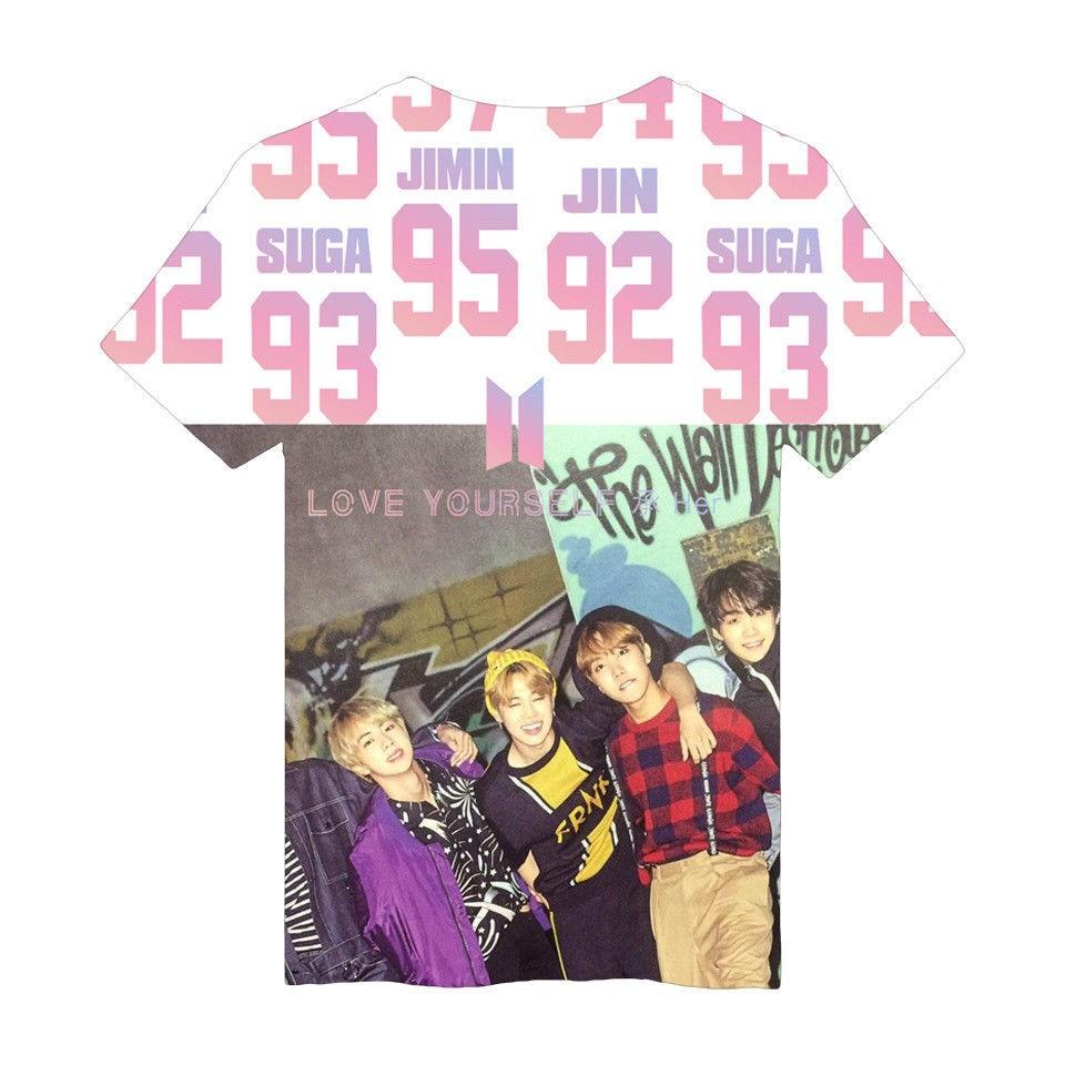 Premium Kalite Kpop Bts 3d Tişört Bangtan Boys Love Yourself Kısa Kollu Giyim