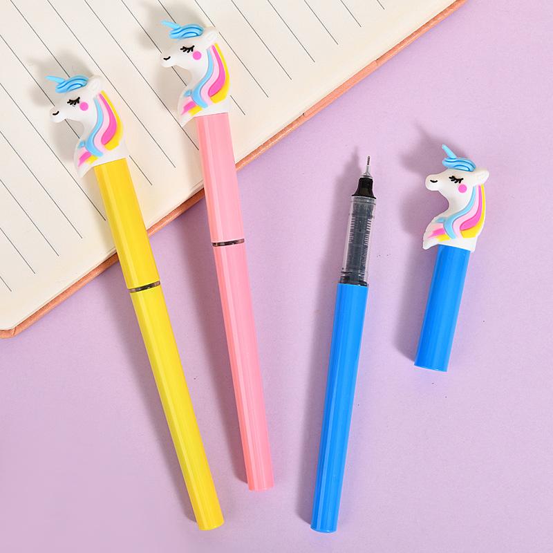36Pcs Unicorn Shape Straight Liquid Quick Drying Gel Pen School Office Supplies Kawaii Prize Gift Writing Tools Holiday Gift Novelty Stationery Teache