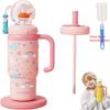 Creative Gift Double Drinking Lid Whale Fountain Tumbler Leak Proof 710ml Whale Cup Widened Handle Whale Spray Sippy Cup
