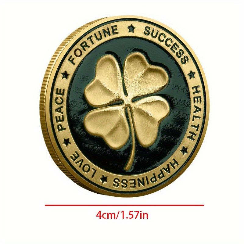 Oboustranná mince pro štěstí - Kolekce čtyřlístkových slonů - Pamětní mince pro štěstí, úspěch, zdraví, mír - Suvenýr, dárek