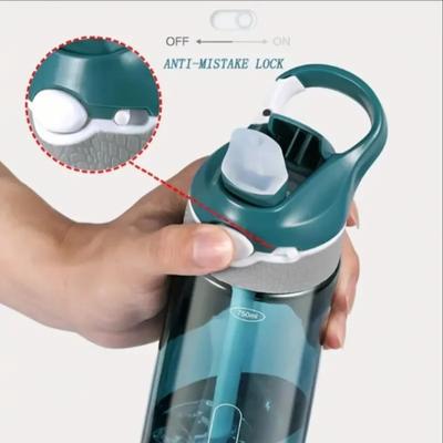 750ml Trian Material Sports Water Bottle with Straw&handle for Gym Camping Hiking Outdoor Transparent Plastic BPA Free Water Cup