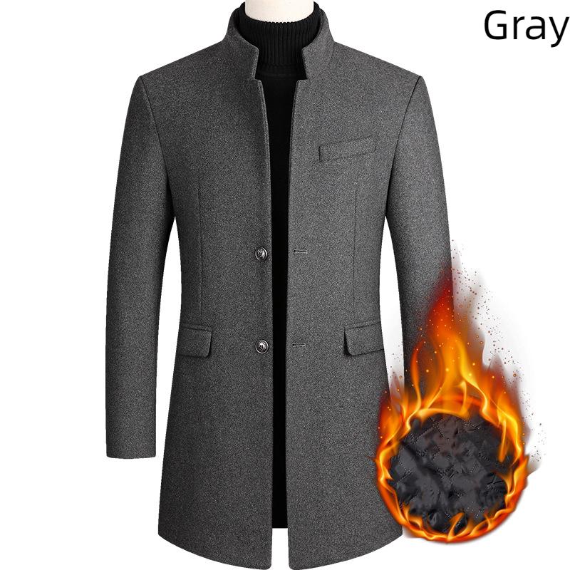 Autumn and Winter Woolen Men's Coats Casual Slim Woolen Windbreakers Mid-length Woolen Men's Clothing
