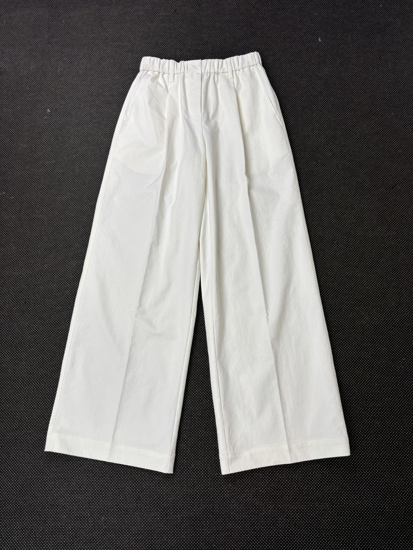 Women s High-Waisted Elastic Waist Cotton Wide-Leg Casual Pants Small