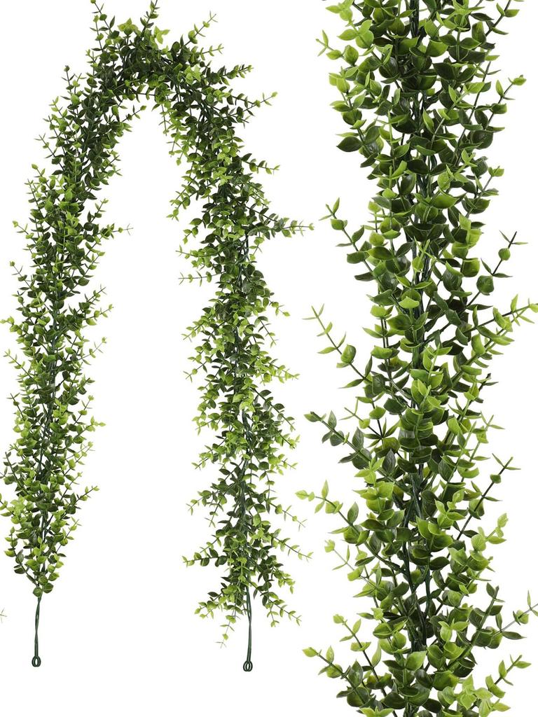 3Pcs 178cm Green Plant Artificial Eucalyptus Plants Rattan Eucalyptus Leaves Rattan for Home Wedding Garden Living Room Decoration