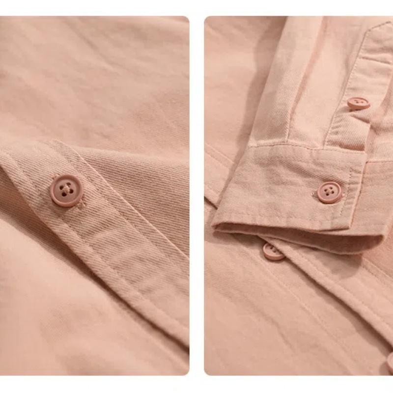 Long Sleeve 100cotton Man Shirts Spring and Summer Casual Tops Dress Shirt Lapel Collar Solid Color Button Shirt Simple Style Men Clothing