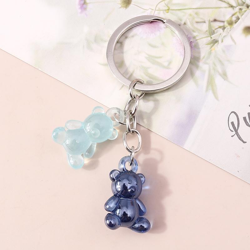 Cute Resin Candy Bear Keychain 3D Simulation Animal Key Rings for Women Girls Handbag Pendants DIY Kid's Jewelry Gifts
