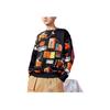 Li Ning Wade Series Pattern Print Spliced Loose Round Neck Sweatshirt Men Sweatshirt Black AWDRA83-1
