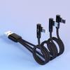 66W Elbow 3 in 1 USB to Type C Fast Charging Cable For Samsung S24 Xiaomi Huawei Android 3 Ports USB C Charge Data Transfer Cord