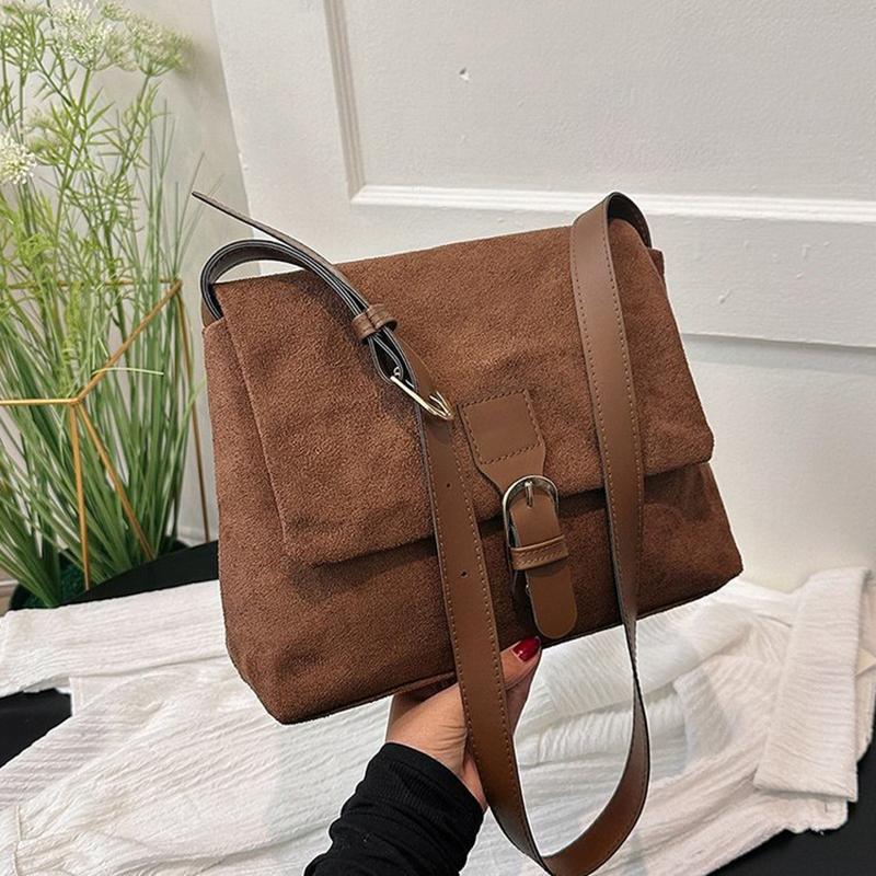 Velvet Messenger Bag Dámská móda Nová vysokokapacitní taška na dojíždění Jednoduchá univerzální jednobarevná semišová taška přes rameno