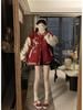 Women's Year of the Horse Embroidered Red Baseball Jacket Coat, 2026 Trendy Couple Design