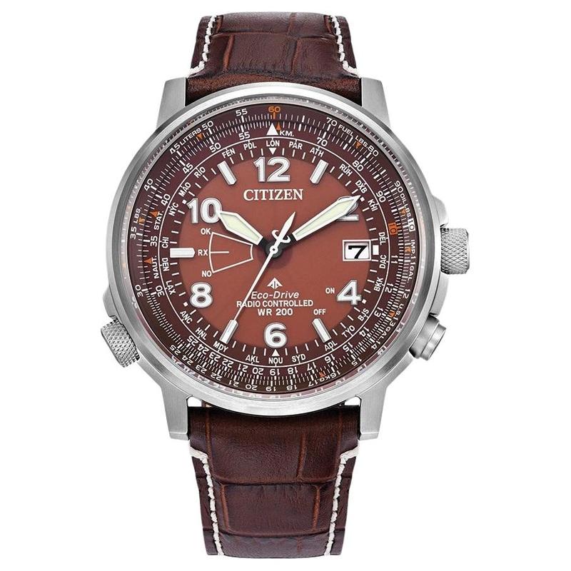 Citizen Eco-Drive Series 200 Meters Waterproof Date Display Solar Quartz Leather Strap 42mm Men's Watch Brown Dial CB0248-01X