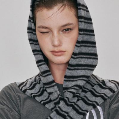 DEAR My DEER DEAR DR HOODED MUFFLER (BLACK STRIPE)