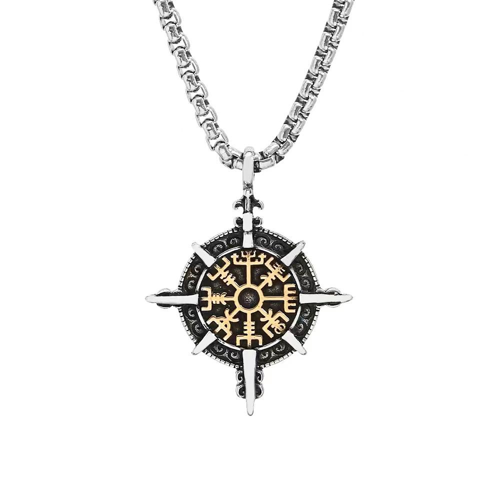 Винтажные подвески-ожерелья с компасом Викингов Вегвизир для мужчин из нержавеющей стали 316L, скандинавский амулет, ювелирные изделия