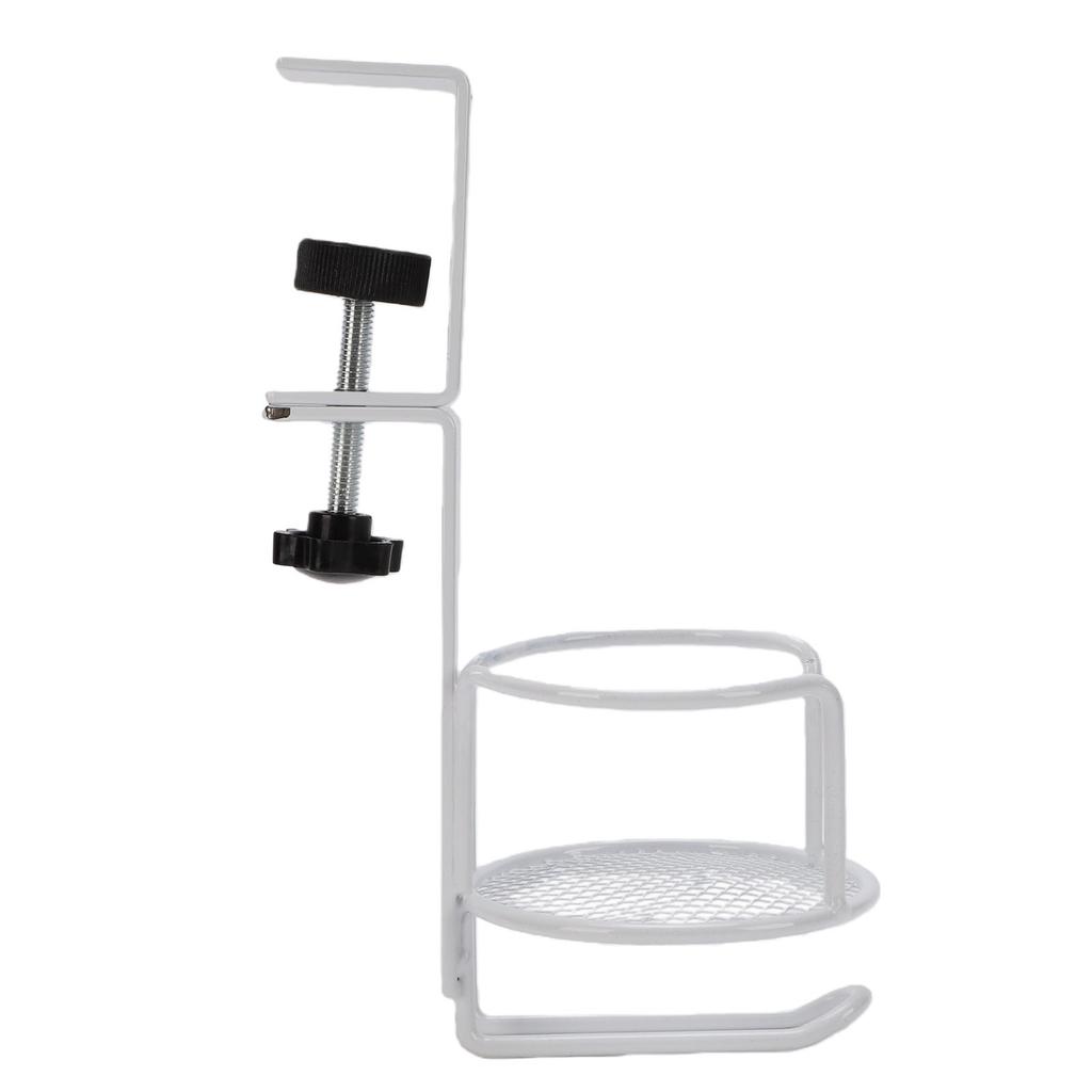 Desk Cup Holder Headphone Hanger Metal 2 in 1 Table Cup Holder Under Desk Headphone Bag Hook for Home Office White